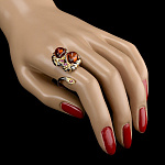 820988/5,08г  Серебро 925* КОЛЬЦО вст.Янтарь/фианит