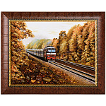 Картина янтарная "Поезд" 30х40 см