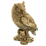 0073027/101304 Изделие декоративное СОВА НА КОРЯГЕ h=17  Цв.Бронза с позолотой