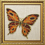 0042109/32*32см Янтарь ПАННО "БАБОЧКА НА ДЖУТЕ" 32*32см