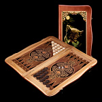  -55*27*7см  НАРДЫ резные с рисунком ВОЛК rez-085