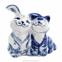 Статуэтка "Кот и Кролик - приятели". Гжель, фотография 1. Интернет-магазин ЛАВКА ПОДАРКОВ