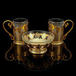  Златоуст ЧАЙНЫЙ НАБОР "РЕЗНОЙ":Подстаканник 2 шт+Конфетница в уп