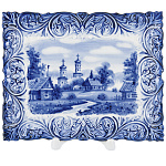  Гжель ТАРЕЛКА декоративная ЦЕРКОВЬ , 17*14 см