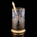 0064616/7918 Златоуст Подстаканник "Спасская башня"+ложка , в П/У SUV 7918