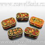 0058305/17*10см-овал  Хохлома Шкатулка ОВАЛЬНАЯ в ассортименте Р5 Н 0006
