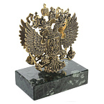 0027075  Бронза  Визитница настольная "ГЕРБ РФ" на камне (820)