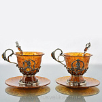 0022237 НАБОР подарочный "Царская династия" Янтарь на 2 персоны в ПУ (Петр и Екатерина)