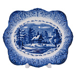 Тарелка декоративная "Зима в деревне". Гжель