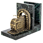 25321 Бронза Подставка под ежедневник"Электровоз (выезжает из тоннеля)" змеевик