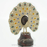 9002 Скульптура "Павлин" (серебрение, яшма)