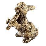 0080168 СИМВОЛ ГОДА 2023 Бронза статуэтка Кролик грызет морковку (заяц)