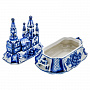 Фарфоровая шкатулка "Кремль". Гжель, фотография 1. Интернет-магазин ЛАВКА ПОДАРКОВ