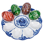 0070539 Гжель ПОДСТАВКА ПАСХАЛЬНАЯ   под 8 яиц 19см