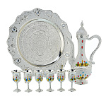 -Традиции ФАБЕРЖЕ Сувенир--"ПИТЕЙНЫЙ НАБОР" кувшин+6 рюмок+поднос(сер.)