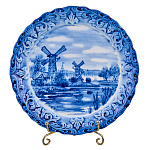 Тарелка декоративная "Мельницы". Гжель