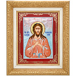 0073198 -НП ИКОНА на перламутре "Преподобный Алексий, человек Божий" 29,5*35см