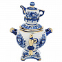 Сувенирный самовар-шкатулка. Гжель в золоте, фотография 3. Интернет-магазин ЛАВКА ПОДАРКОВ