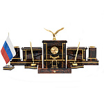 0061558 Натуоальный камень Настольный набор "Милорд" с орлом, обсидиан