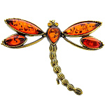 0045370/2114.4 Брошь Стрекоза Эмма (коньячный)