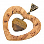 Кулон из карельской березы с тигровым глазом "Два сердца", фотография 2. Интернет-магазин ЛАВКА ПОДАРКОВ