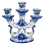 0072927 ГЖЕЛЬ ПОДСВЕЧНИК ТРОЙНОЙ в коб 