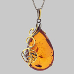 723019/6,44г  Серебро 925* ПОДВЕСКА вст.Янтарь р/п