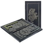 0048558 Златоуст НАРДЫ "ДРАКОН"28*48см габбро-диабаз с гравировкой 