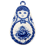 -19*31см Гжель ДОСКА разделочная/пдставка под горячее с подвесом "МАТРЕШКА"