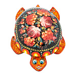 202924 ШКАТУЛКА с росписью  ЧЕРЕПАХА "ЦВЕТЫ" 11*8*3,5 см