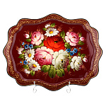 Поднос сувенирный с ручной росписью "Цветы" 46х37 см