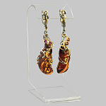 7210641/сред. вес13-14гг-фианит  Серебро 925* СЕРЬГИ вст.Янтарь р/п