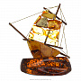 Статуэтка из янтаря "Корабль одномачтовый", фотография 1. Интернет-магазин ЛАВКА ПОДАРКОВ