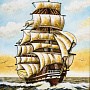 Картина янтарная "Корабль-парусник" 40х60 см, фотография 2. Интернет-магазин ЛАВКА ПОДАРКОВ