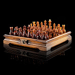 0060600 Шахматный ларец с откидной крышкой "АМБАССАДОР" Янтарь, дерево, лак.29*29*6см