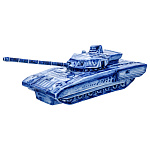 0063454 Гжель СКУЛЬПТУРА "Танк"авт.Ларин  30*11 см