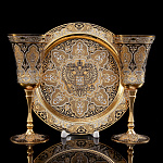  Златоуст НАБОР ПИТЕЙНЫЙ "РФ" (блюдо, 2 фужера)