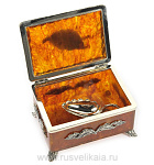 25346 Янтарь ШКАТУЛКА ДЛЯ ЧАЯ с ложкой 2пр. в ПУ Бронза 