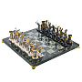 Шахматы с полем из камня и металлическими фигурами "Сражение" 38х38 см, фотография 1. Интернет-магазин ЛАВКА ПОДАРКОВ