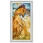 0040495/ЛО/60*30см Картина янтарная  "Женский портрет "