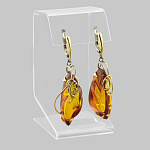 7210264/сред. вес 10,30г  Серебро 925* СЕРЬГИ вст.Янтарь 