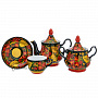 Чайный сервиз на 6 персон "Ягоды". Хохлома, фотография 1. Интернет-магазин ЛАВКА ПОДАРКОВ