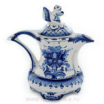 7483 Гжель Чайник "Белка" 20*18см  Авт. Исаев С.В. 