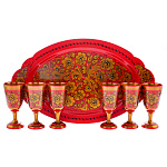 0073151  Хохлома НАБОР д/ВИНА/Шампанского  "Встреча ТОРЖЕСТВО" 7 предметов