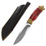 0072835 Оружие сувенирное НОЖ "ТИГР" Х-12 с головой кож.ножны,красн