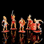 0064602 Оловянная миниатюра Набор солдатиков "Римские гладиаторы" (5 фигур)