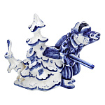 0069552 Гжель Скульптура "ГДЕ ТЫ ЗАЯЦ" Авт.Черновы Л.и В 