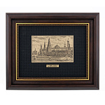 Офорт черно-белый "Манежная площадь. Кремль" 15х19 см