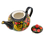 Чайник заварочный 500 мл "Клубника". Хохлома, фотография 4. Интернет-магазин ЛАВКА ПОДАРКОВ