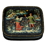 0071605/11*9см  Лаковая миниатюра Палех ШКАТУЛКА "По воду"КАМАРДИН